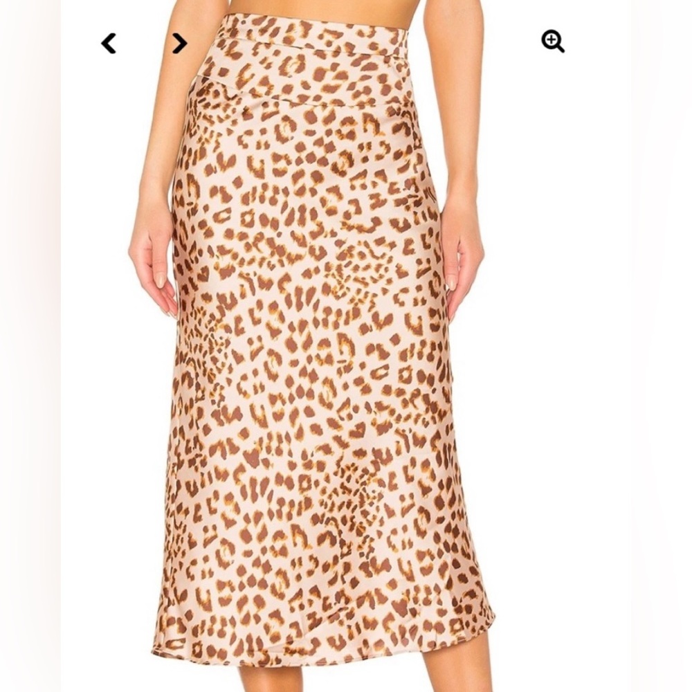 Free People Leopard Print Satin Midi Skirt